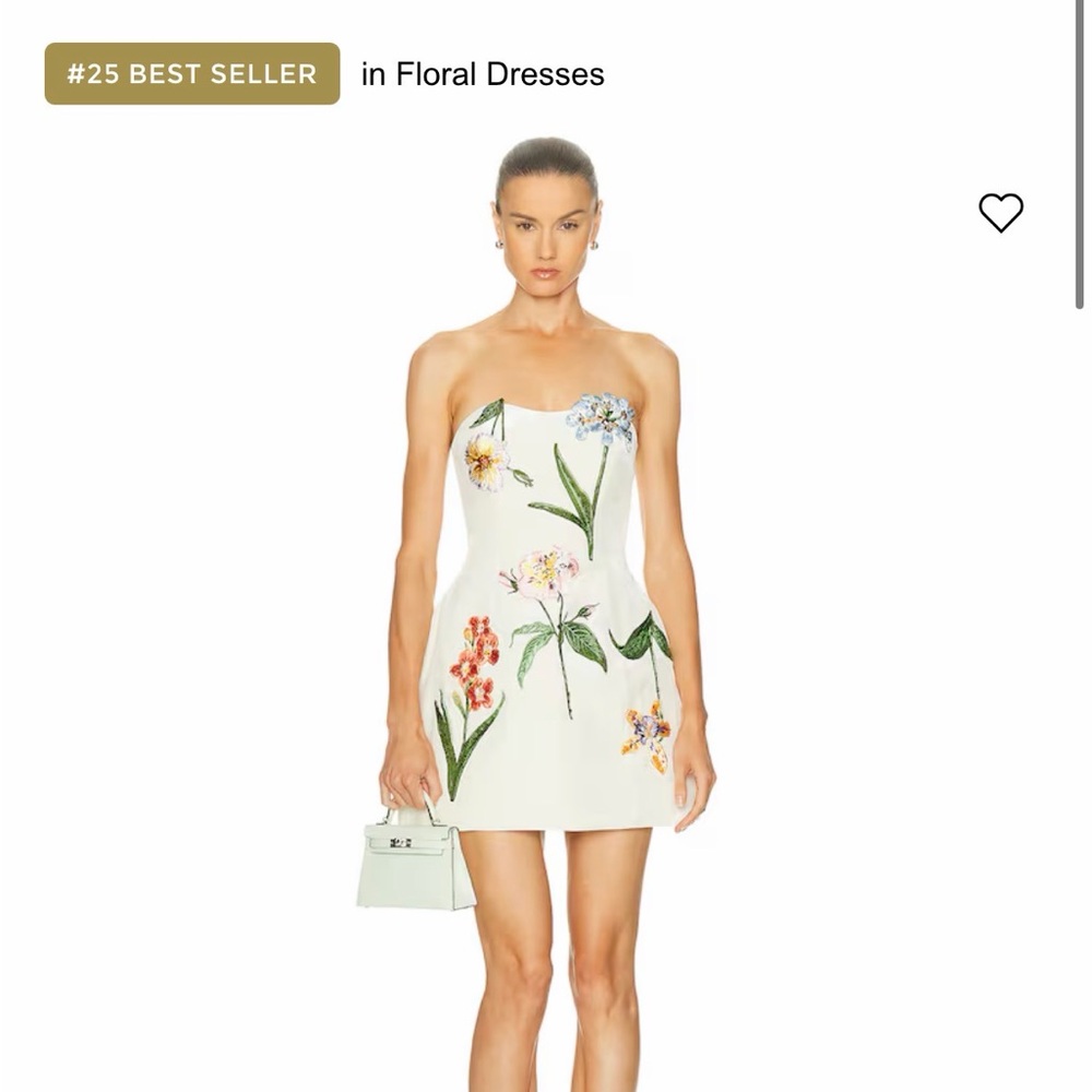 Strapless Floral Mini Dress in Cream